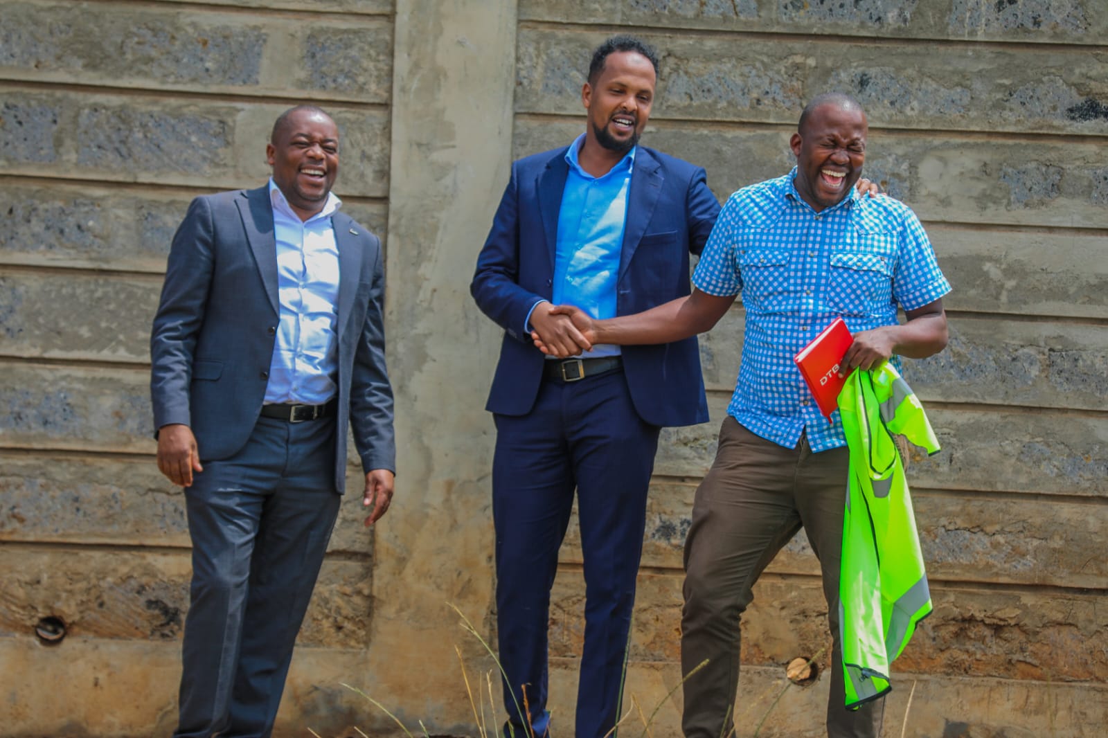 Handshake with the site engineer after the stadium engagement