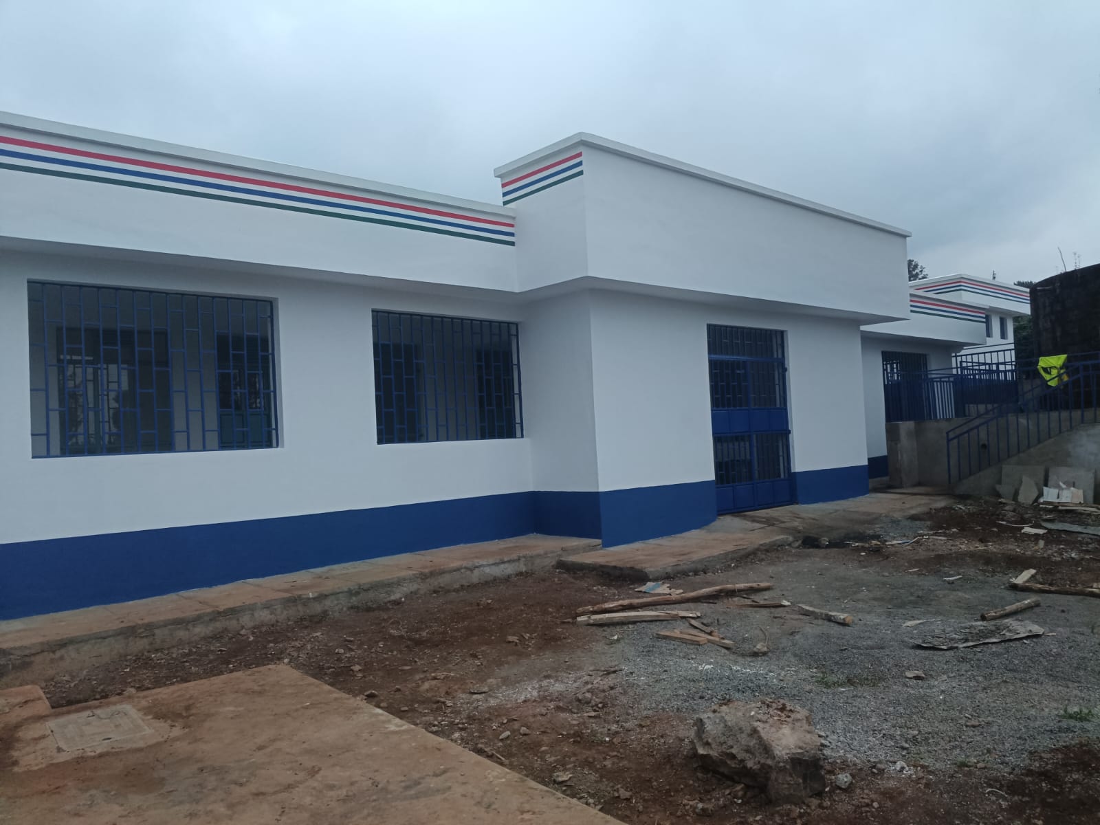 Side elevation of the Gathanji Dispensary showing finished walls and window grilles