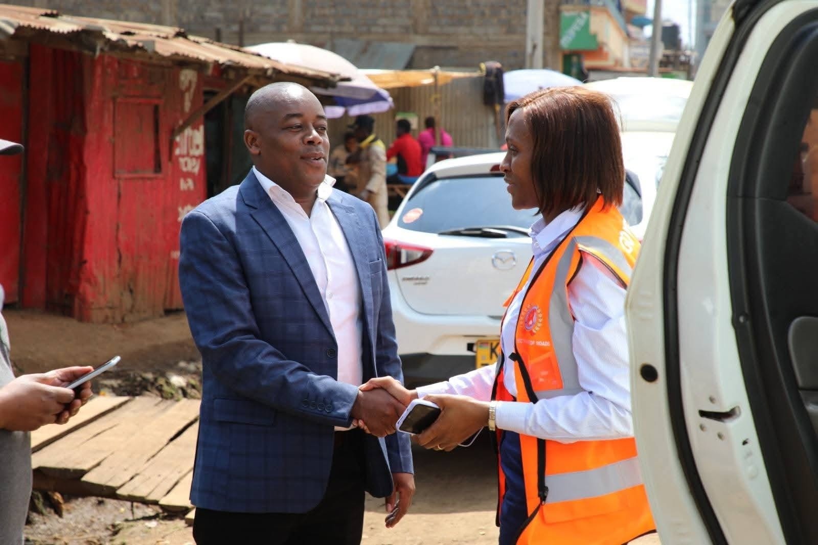 MCA greeting a county roads official
