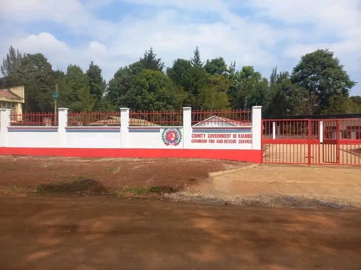 Perimeter wall and gate of the Githunguri Fire and Rescue Service station