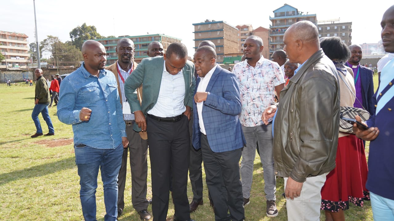 Hon. Joseph Muhinja Kamau with county leaders and residents at a public participation forum