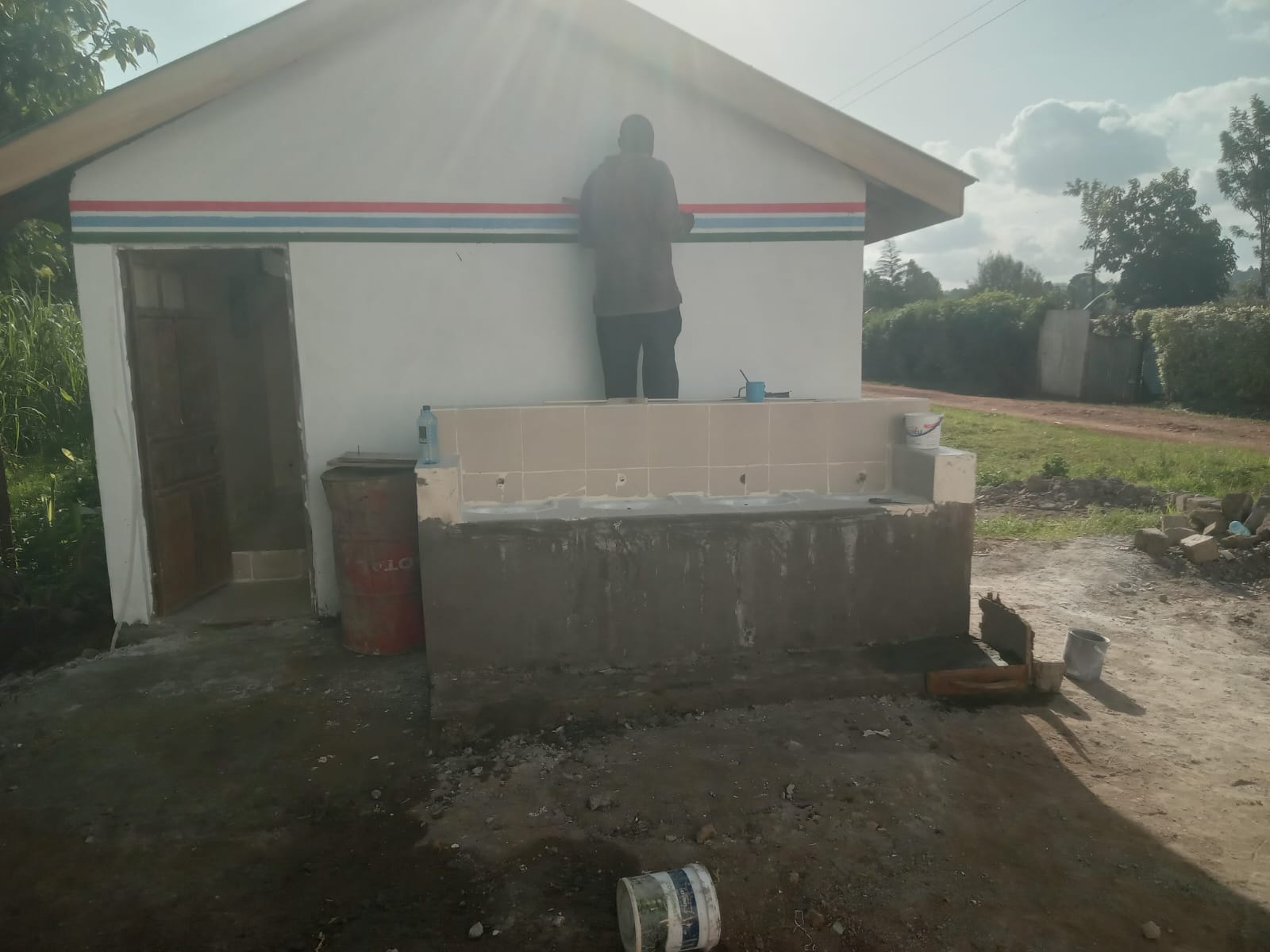 Tiled handwashing station at Gathigi Model ECDE Centre